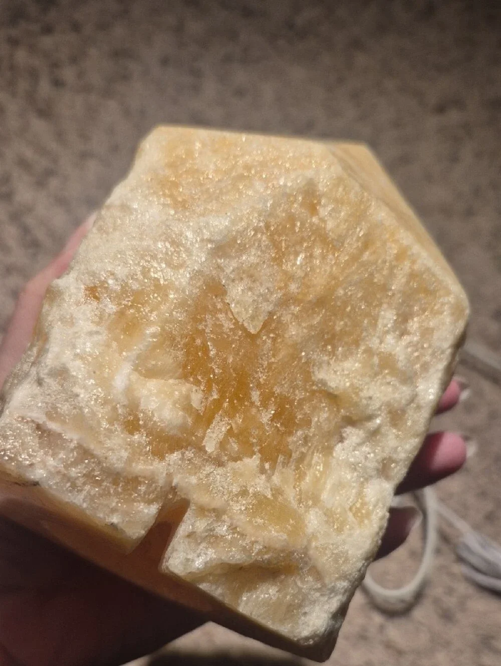 Hand-Crafted Orange Calcite Crystal Lamp (Wooden Base Not Included)